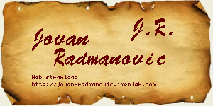 Jovan Radmanović vizit kartica
